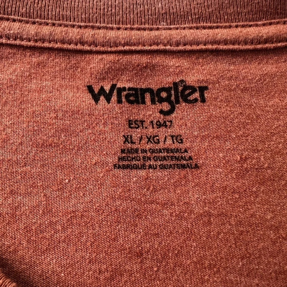 Wrangler Logo Graphic Unisex XL Short Sleeve T-Shirt‎ Copper Brown Western
